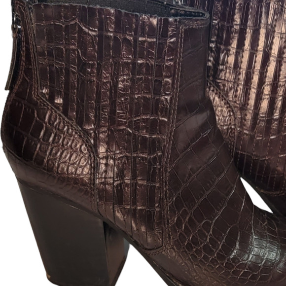 ZARA Brown Women's Booties Ankle Boots Block Heel Ankle Booties Size 37 - Picture 4 of 6